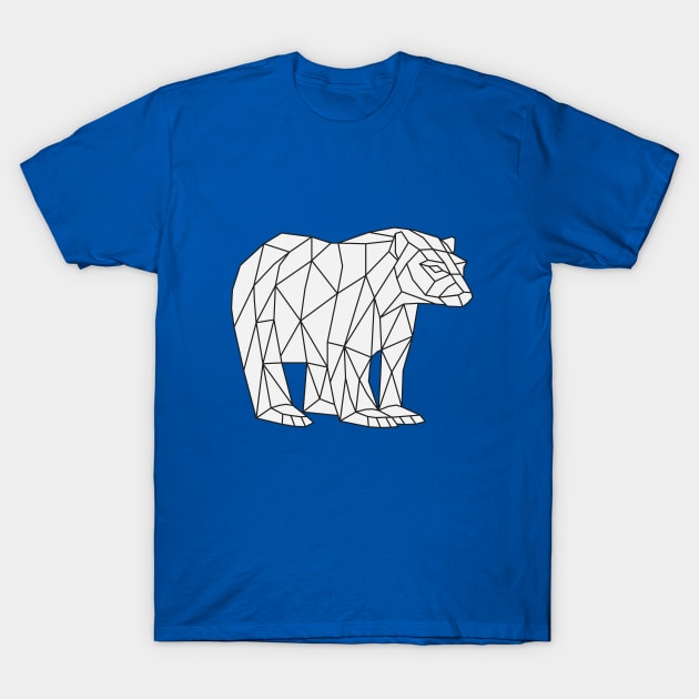 Low Poly Bear Outline on white T-Shirt by shaldesign